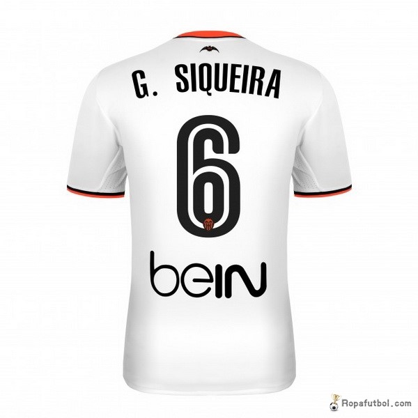 Camiseta Valencia Replica Primera Ropa Siqueira 2016/17 Blanco